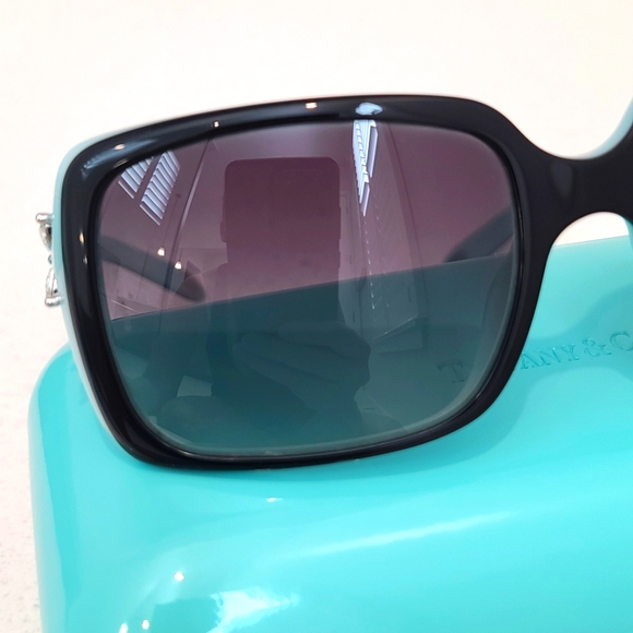 NWOT Tiffany & Co Square Black Sunglasses with crystal detail 🕶 - Picture 8 of 11